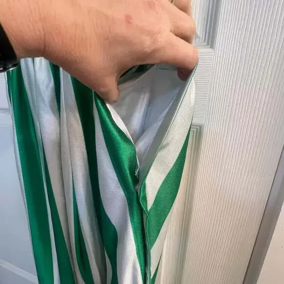 1990s NBA Green White Striped Hardwood Classics Warm-up Pants W Side Snaps